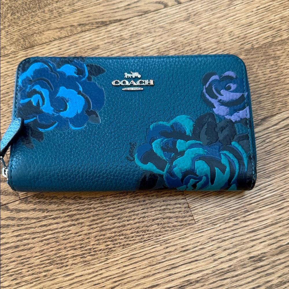 Coach Teal and Blue Floral Women's Wallet